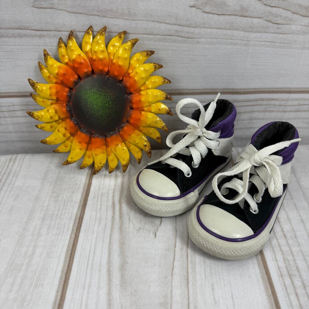 Converse All Star Chuck Taylor Toddler Baby High Top Sneakers Black Purple 4C